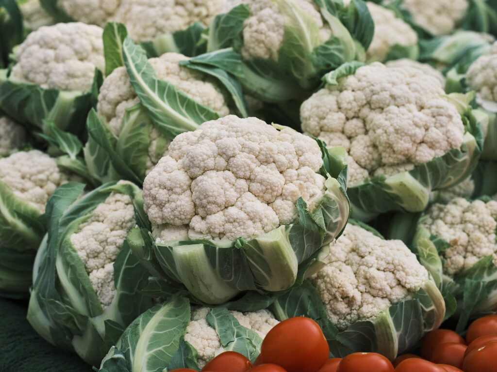 cauliflowers that have been home-grown